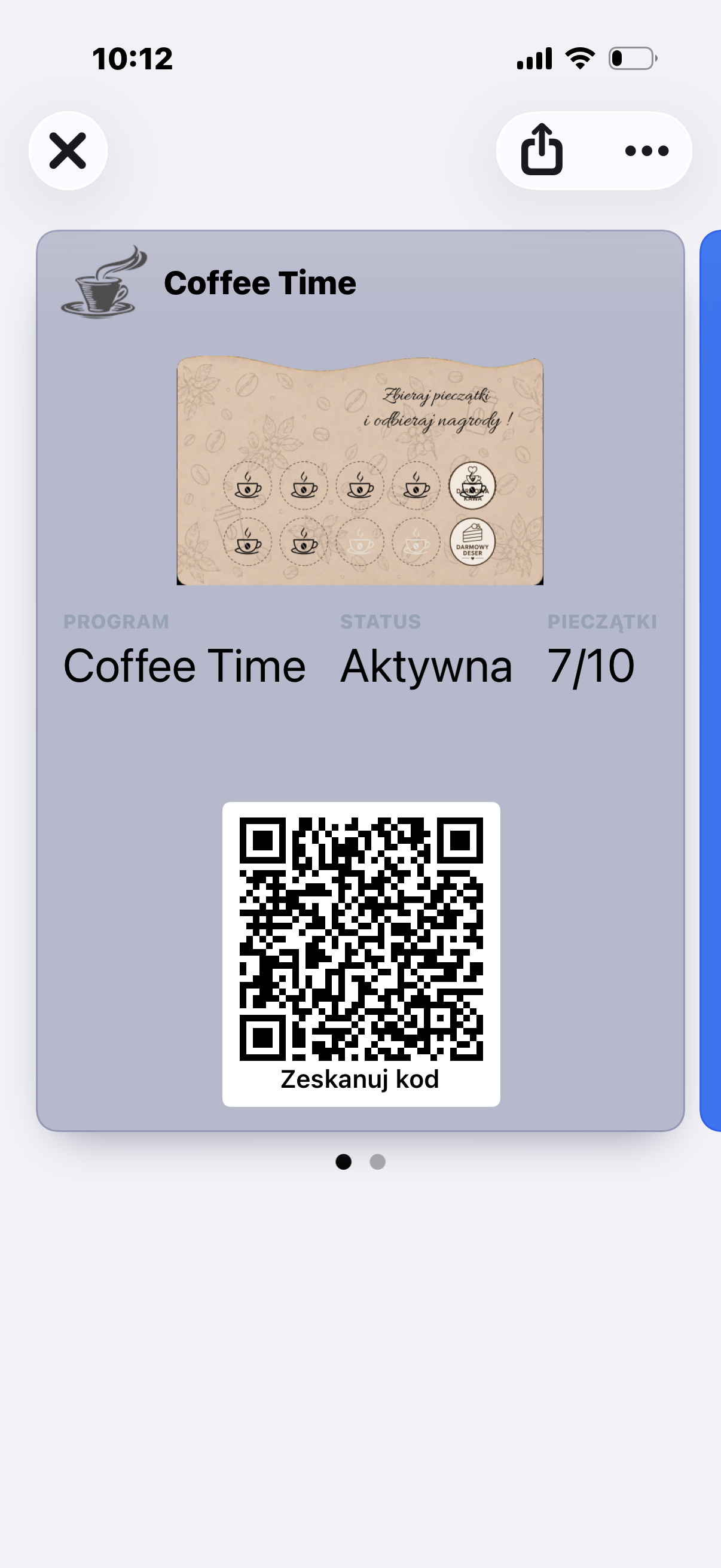 Karta lojalnościowa Stampkin dodana do Apple Wallet